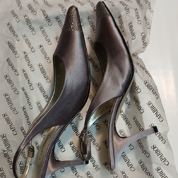 Caparros Grey Beaded Toe Slingback Heels - Picture 5 of 7